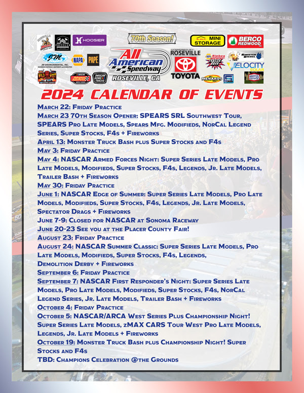 70th Season of NASCAR Racing Roars Into Roseville’s All American Speedway in 2024 - Speedway Digest